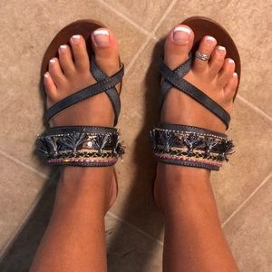 Gray fiesta style strappy sandals only worn once